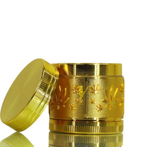 4 Part Zinc Alloy Leaves Grinder Gold 2 B2C