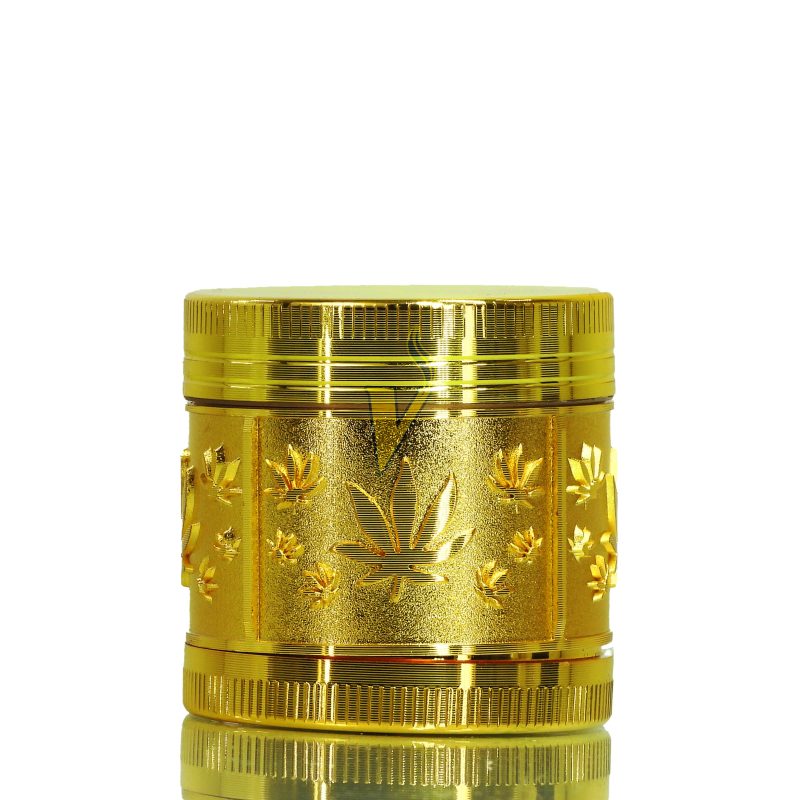 4 Part Zinc Alloy Leaves Grinder Gold B2C