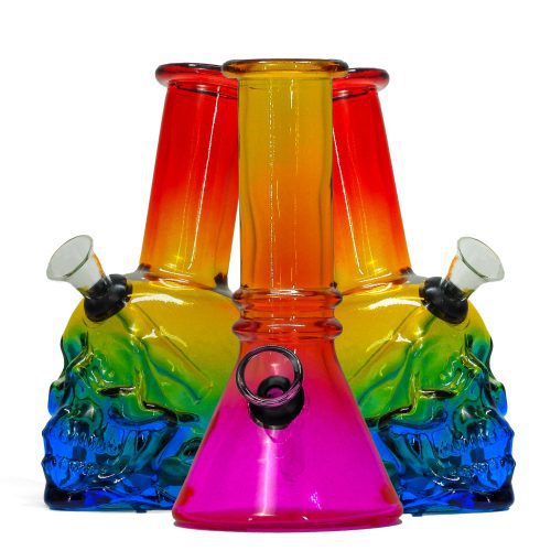 Multicolor Skull Bong Side View Display